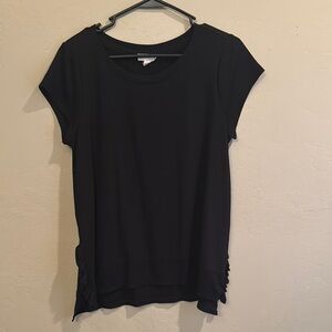 Aeropostale Black Asymmetrical Short Sleeve Tee
